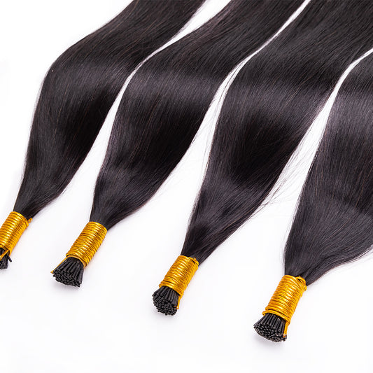 Raw Black Straight I-Tip Extensions