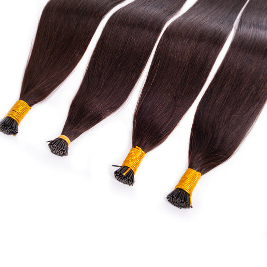 Raw Dark Brown Straight I-Tip Extensions