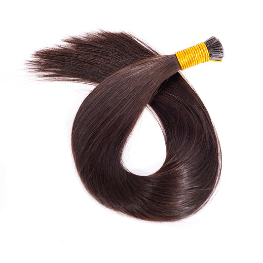Virgin Dark Brown Straight I-Tip Extensions