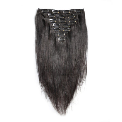 Virgin Black Straight Clip In Extensions