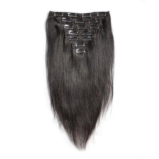 Virgin Black Straight Clip In Extensions