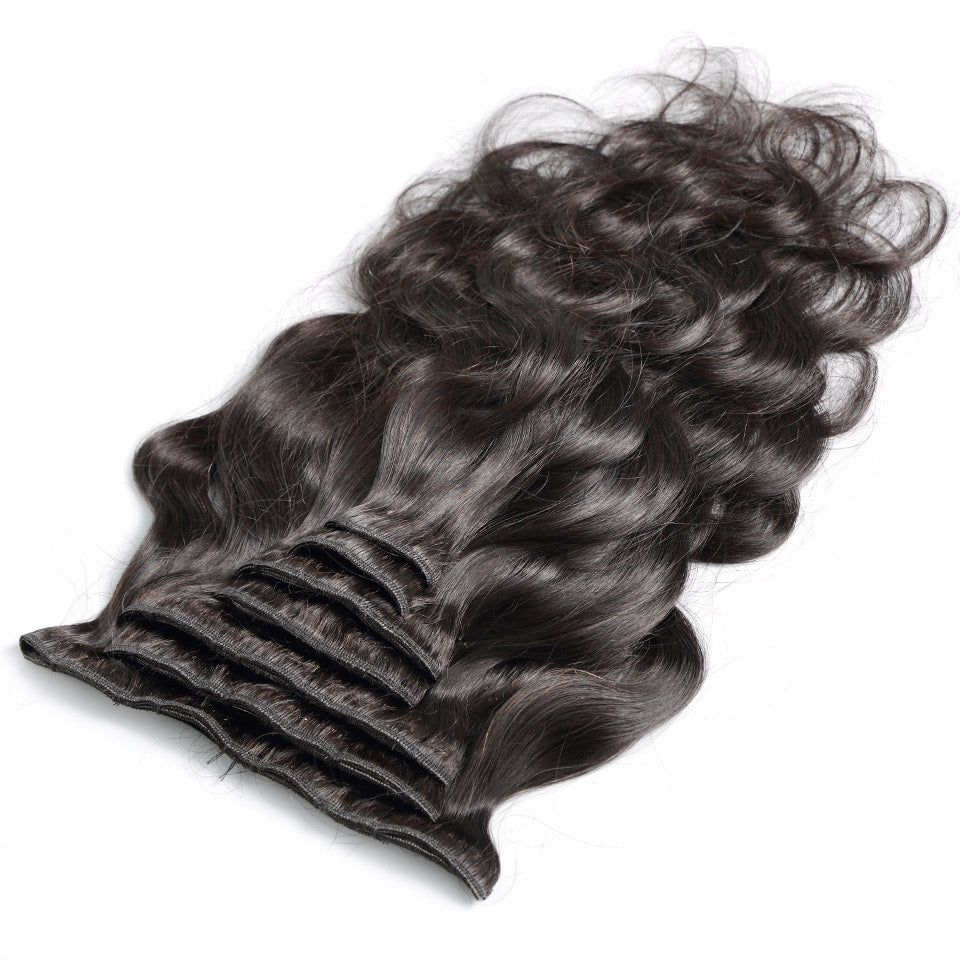 Raw Black Body Wave Clip In Extensions