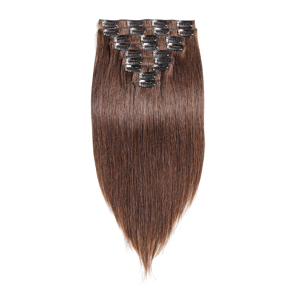 Virgin Brown Clip In Extensions