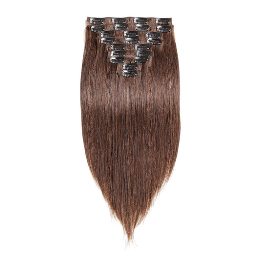 Virgin Brown Clip In Extensions